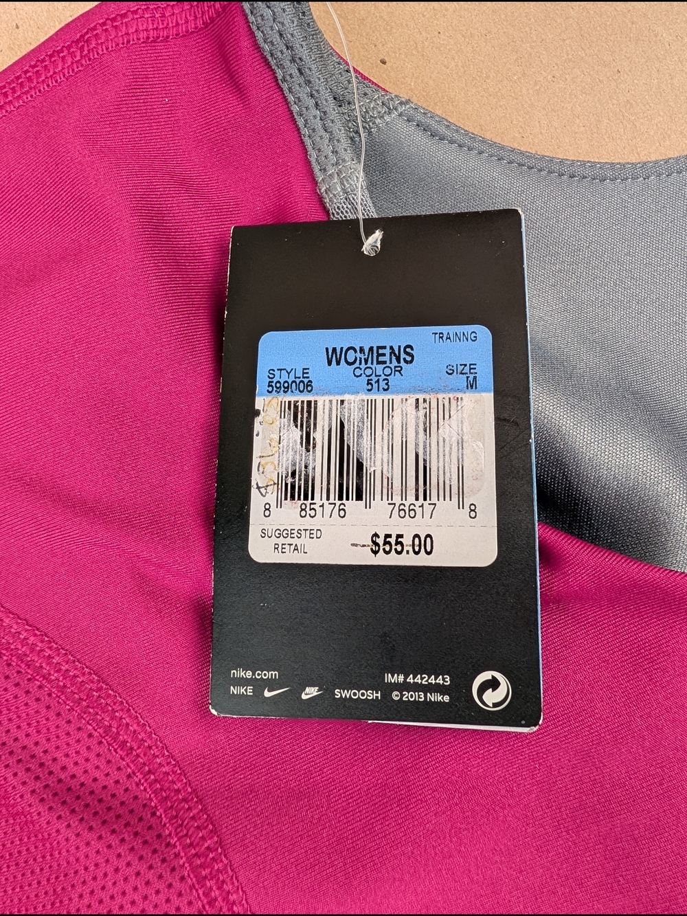 Nike Magenta Racerback Training Tank w/ Built In Shelf Bra 599005 Women's Medium - Picture 5 of 5
